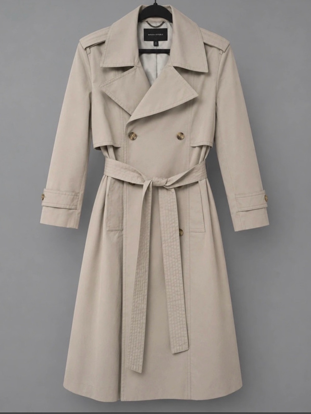 Banana Republic Light Beige Double-Breasted Trench Coat with Belt